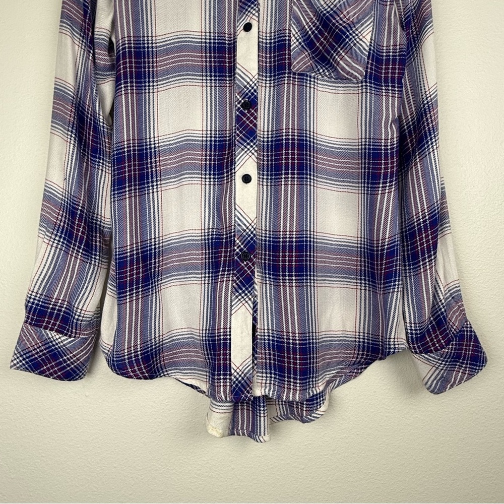 Rails Hunter White Dusk Rouge Button Down Flannel Plaid Shirt - Picture 6 of 13